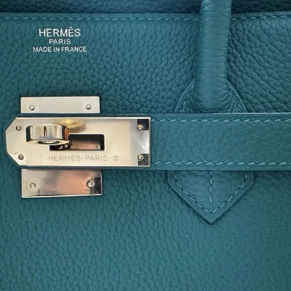 H birkin B35 custom bamboo green TOGO leather GHW gold hardware box dustbag NWOT - Picture 9 of 17